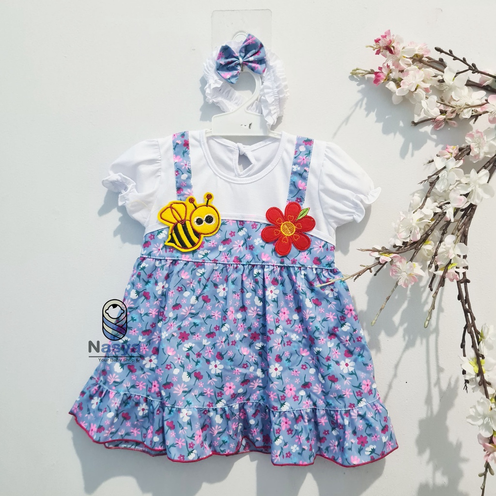 [P-005] Dress Bayi Perempuan Lucu Motif Bunga (6-18 bulan)