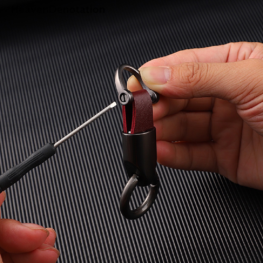 [HeavenDenotation] Fashion Retro Tali Sapi Kulit Gantungan Kunci Mobil Pasangan Gantungan Kunci Kepribadian Zinc Alloy Keychain Waist Hanging Key Ring Holder HDV