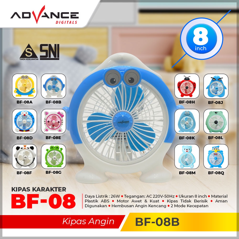 Advance Digitals Kipas Angin Karakter Digitals BF-08 |Garansi Resmi Advance| Varian Gambar