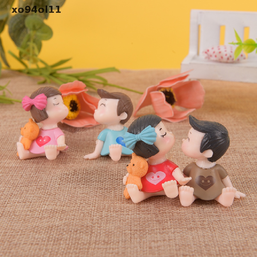 Xo 1set Sweety lovers couple Miniatur fairy garden Kerajinan resin Dekorasi Rumah OL