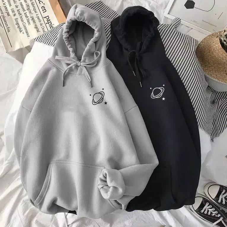 TERBAIK IvannaCollection Sweater Hoodie Wanita Oversize Tebal Jaket Hodie Couple Pasangan Simple Pla