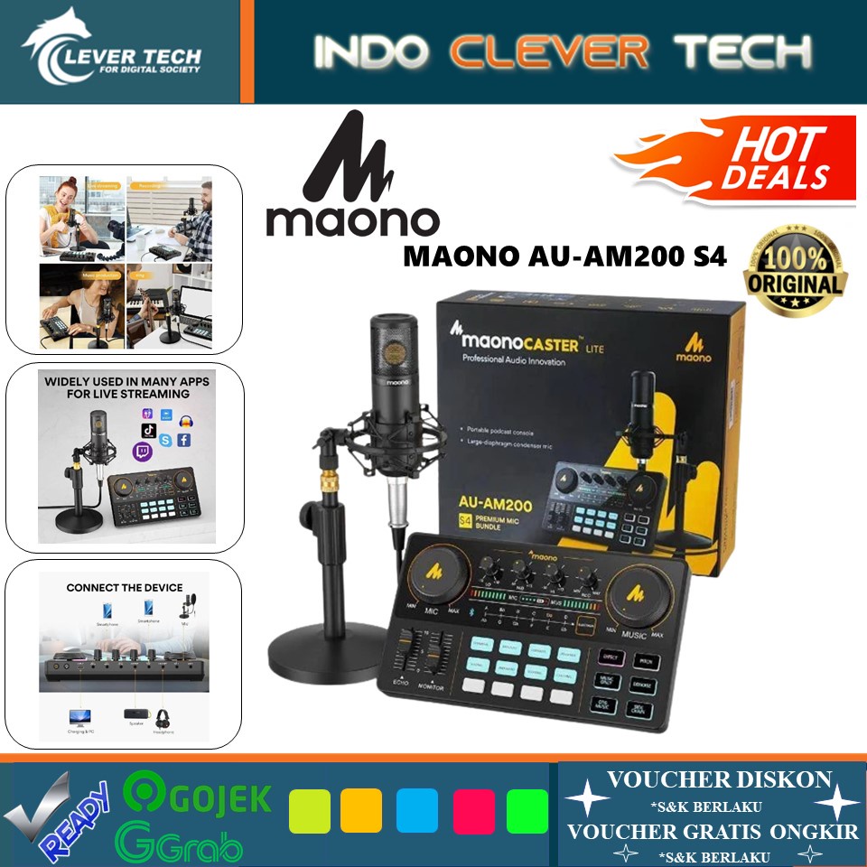 Maono Soundcard Kit AU-AM200-S4 All-In-One Podcast Production Studio