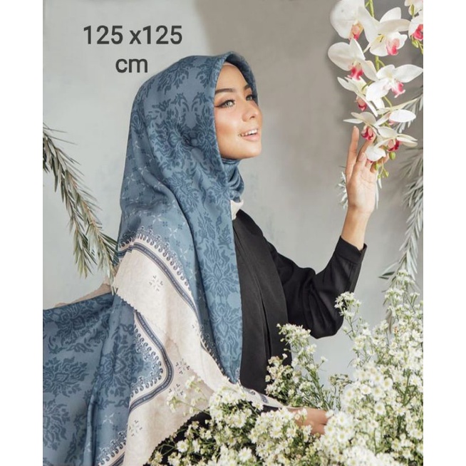 SALE HIJAB / ANGGIEE BIRU SYARI / COD / KERUDUNG VOAL MOTIF / SEGI EMPAT VOAL / JILBAB TERBARU / LAS