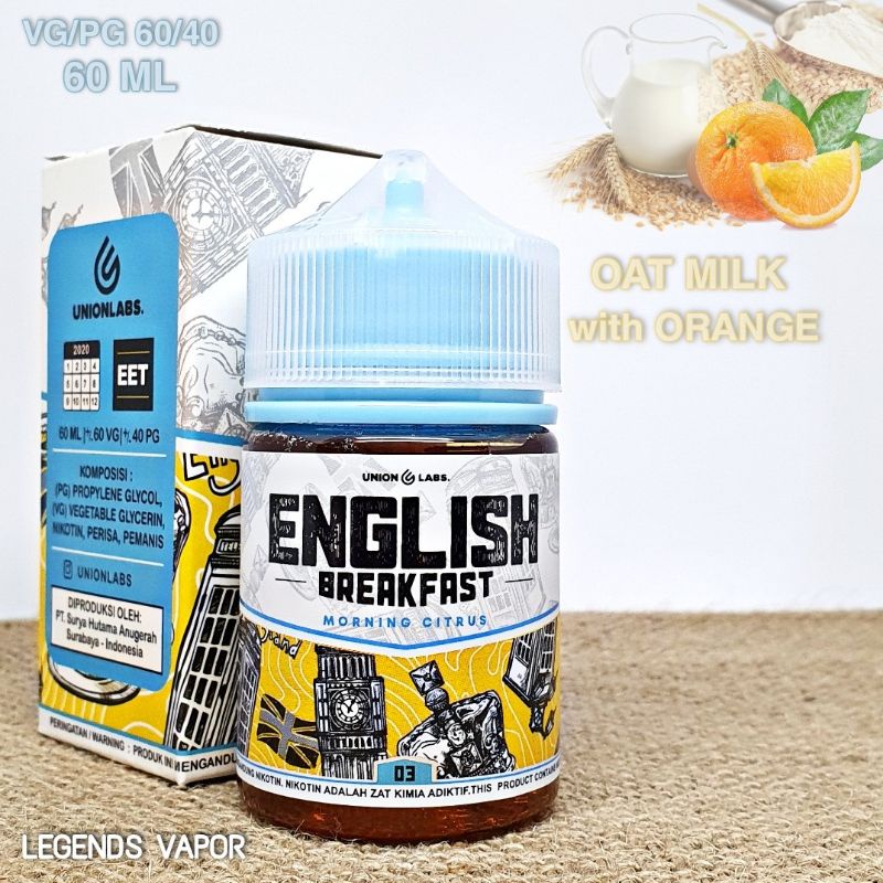 FREEBASE CUKAI 2023 - LIQUID ENGLISH BREAKFAST Morning Citrus 60ML AUTHENTIC