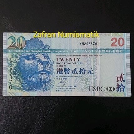 ZN1336. Uang Asing HKD 20 Dollar Hongkong Tahun 2003