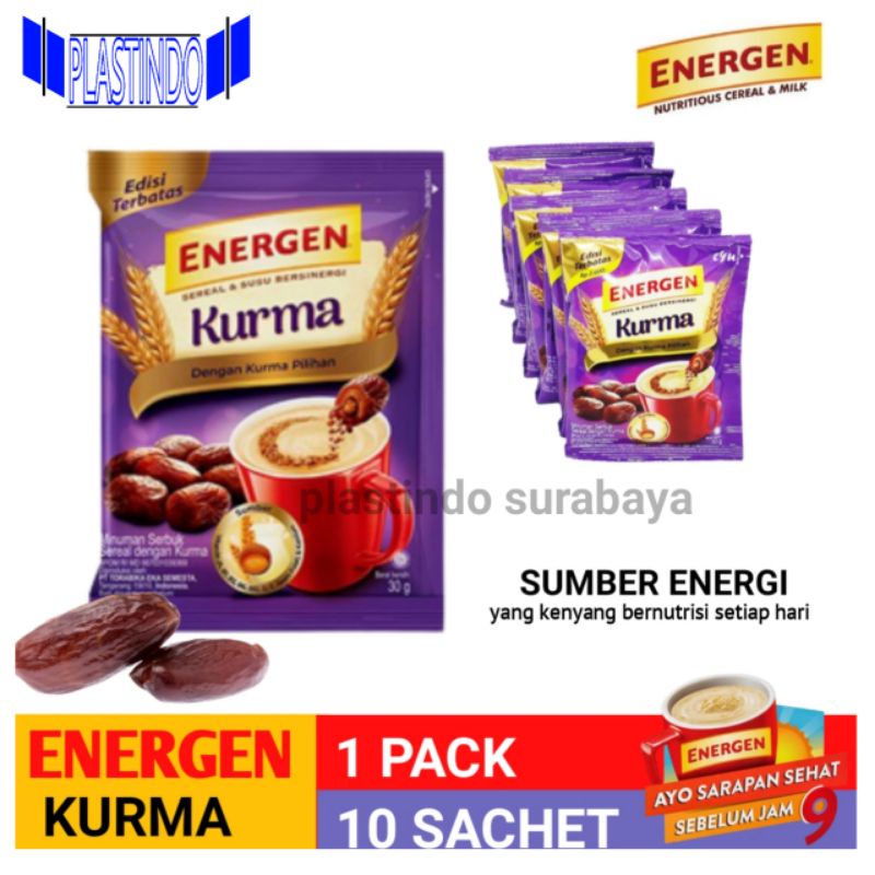 

Energen Kurma 30gram (10 sachet) sereal susu sarapan 1 Renceng isi 10