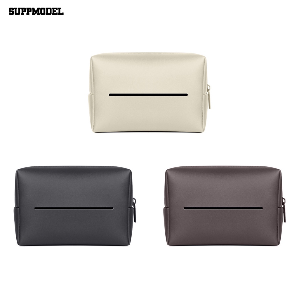 Suppmodel 1set Wadah Tisu Anti Noda Perlengkapan Kendaraan Penutup Penyimpanan Serbet Kertas Mobil Tali Adjustable