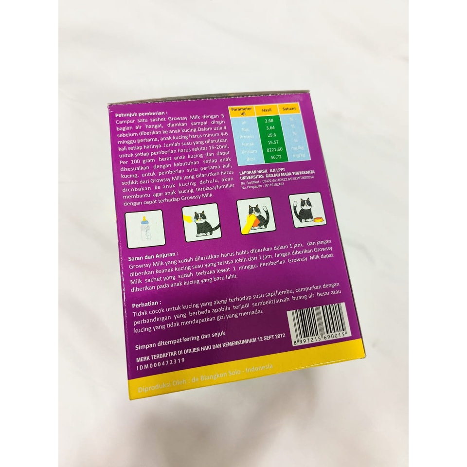 Growssy Susu Kucing Cat Milk Adult &amp; Kitten Sachet 20 Gram gr