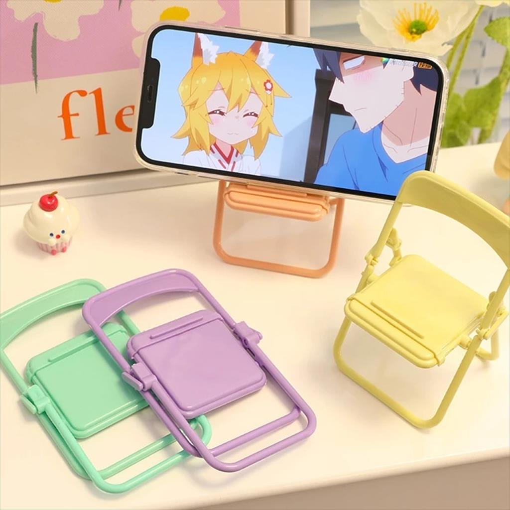 MJS 1.020 - Stand Holder HP Kursi Lipat Universal Dudukan Penyangga Handphone Model Bangku Mini Chair Folding Mobile Phone Macaron