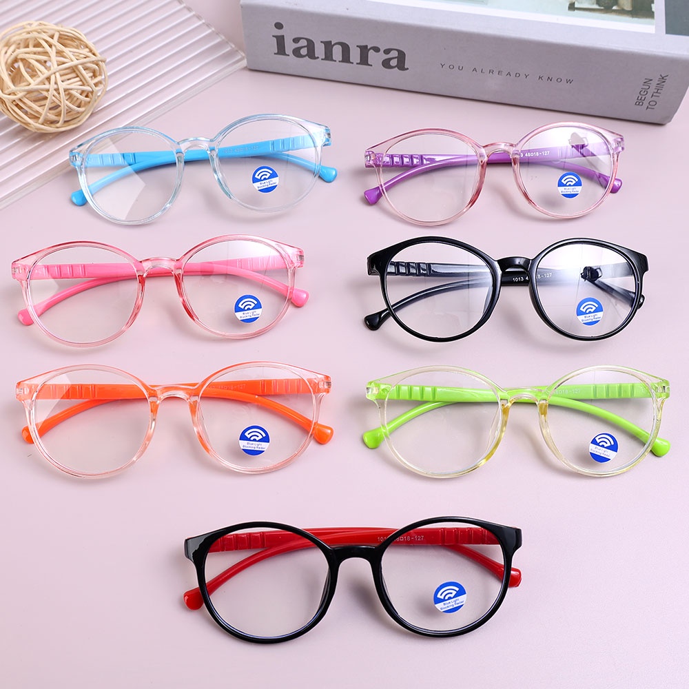 [Hot Sale] Kacamata Sinar UV Anti Mata Fashion Blue Light Blocking Transparan Bulat Pria Anti Silau Anak Wanita Nyaman Ringan Eyestrain Gaming Kacamata Baca