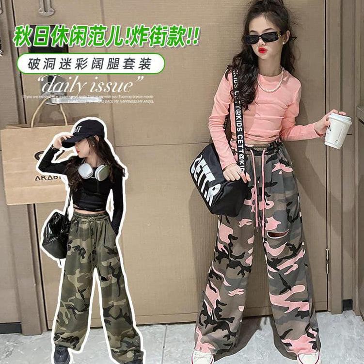 [ART. 228250] [JEWELS KIDS] TAMIKA CROP ARMY SET /SETELAN BAJU CROP TOP ANAK TANGGUNG IMPORT/SETELAN