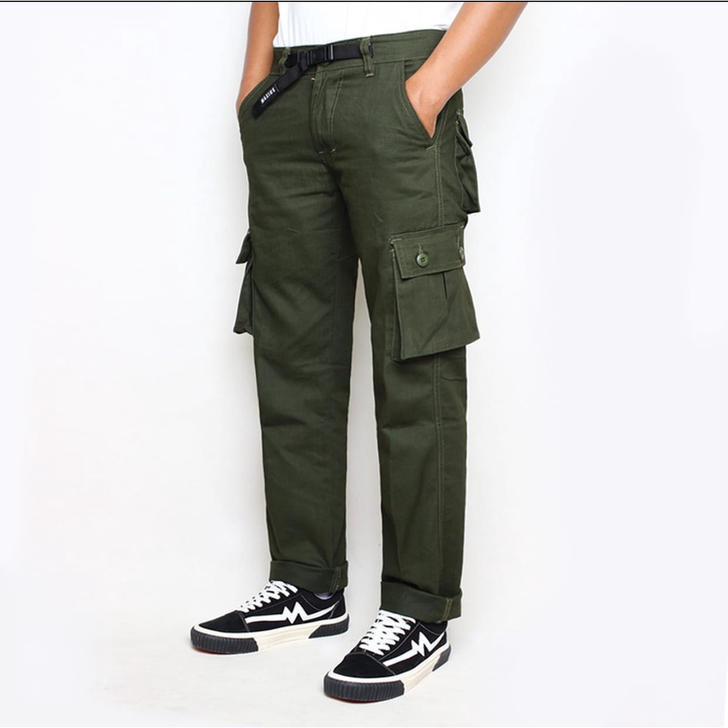 SYMPLE.CO - Cargo Pants Pria / Celana Cargo Panjang Pria Standard Hijau Army