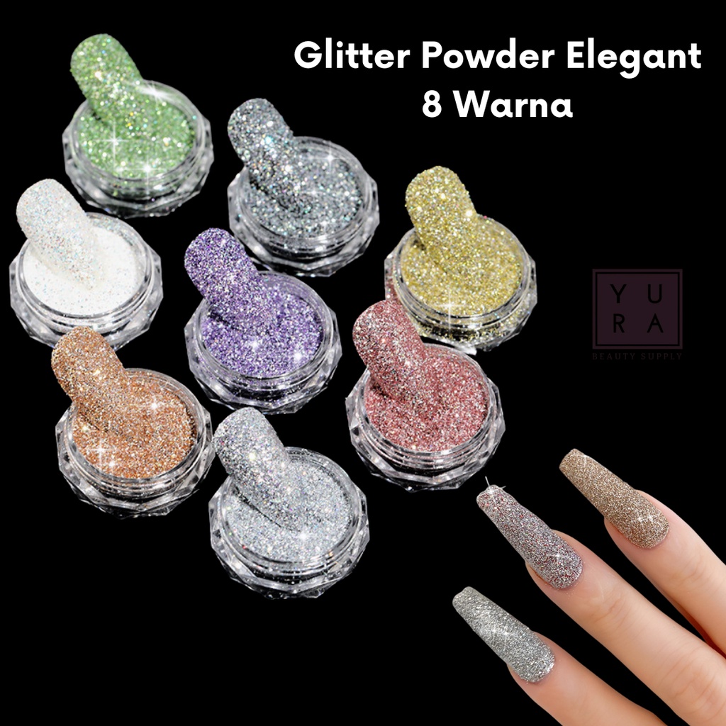 Aksesoris Glitter Nail art Set isi 6/ Bubuk Glitter Halus untuk Hiasan Dekorasi Kuku Nail art