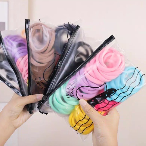 FREE POUCH 40 DAN 20 PCS MEDIUM Ikat Rambut Korea Towel Ring / Kuncir Rambut / Karet Rambut / Pengikat Rambut