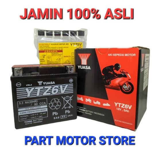 AKI MOTOR SATRIA FU 150, ACCU CB 150, PCX 125, SONIC, CBR 150R YTZ6V YUASA ORIGINAL Aki Kering