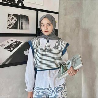 Laras Vest Stripy - Atasan Rompi Vest Wanita Motif Setrip