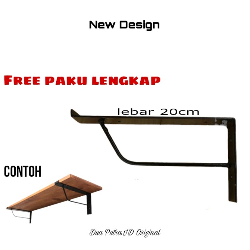 Besi ambalan siku dinding lebar 20cm siku penahan rak dinding