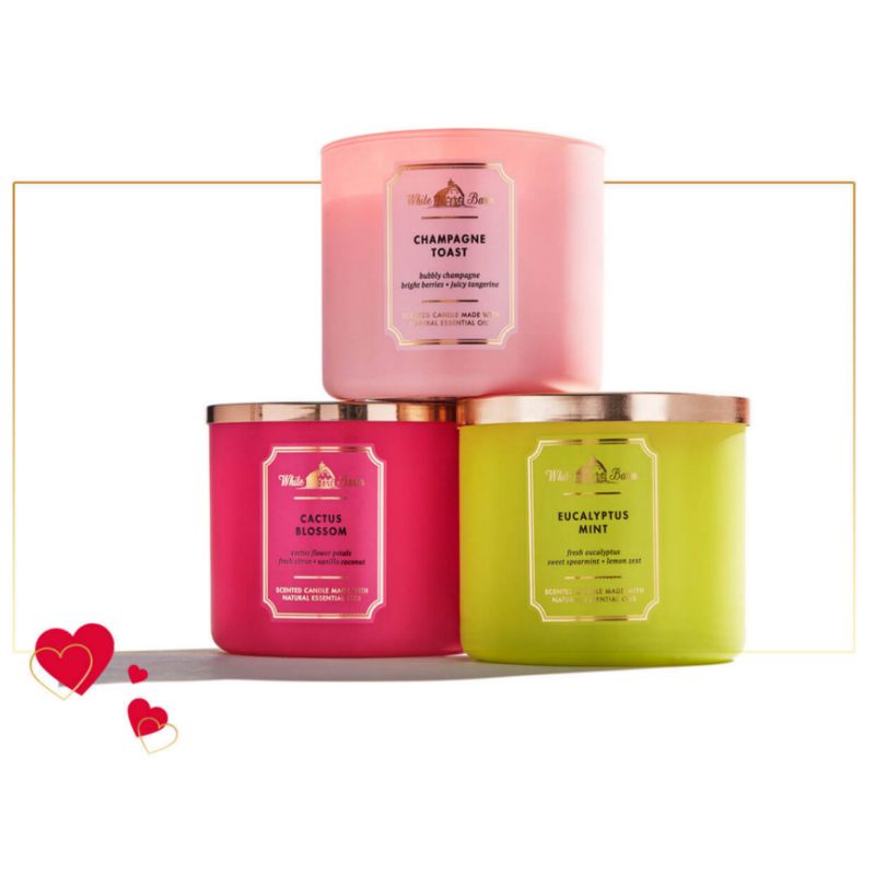 Bath &amp; Body Works BBW 3-WICK SCENTED CANDLE 411 G MIX 2/3 WATERMELON LEMONADE PURE WONDER WHITE GARDENIA TWISTED PEPPERMINT BERRY WAFFLE CONE TIS THE SEASON PEPPERMINT HOT CHOCOLATE SALTED BUTTERSCOTCH SUGARED SNICKERDOODLE LIMONCELLO FROZEN LAKE TEA ROSE