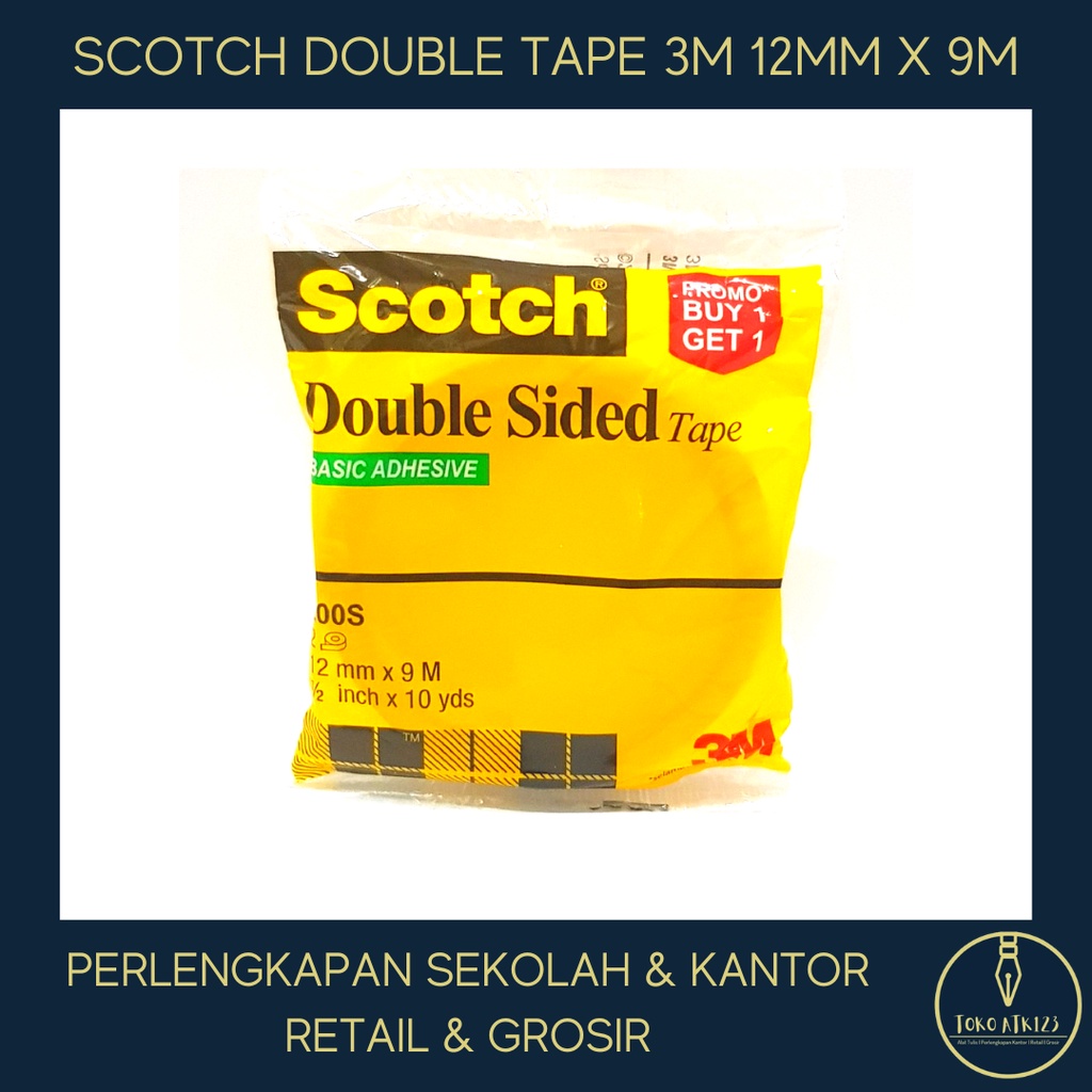 Scotch Double Sided Tape / Double Tape Merk 3M 12mm x 9m / Isi 2