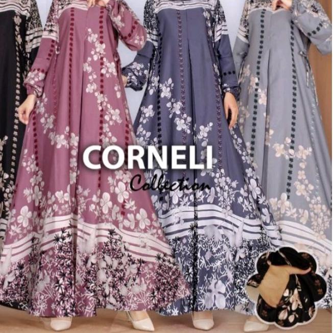 ➦ gamis maxmara lux motif teratai ready sampai jumbo ✫
