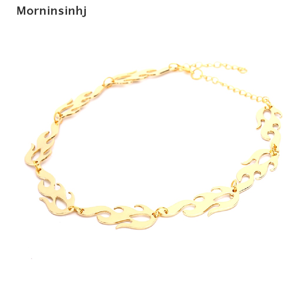 Mornin Punk Flame Kalung Klavikula Hip Hop Rantai Metal Choker Pria Wanita Trendi Perhiasan id