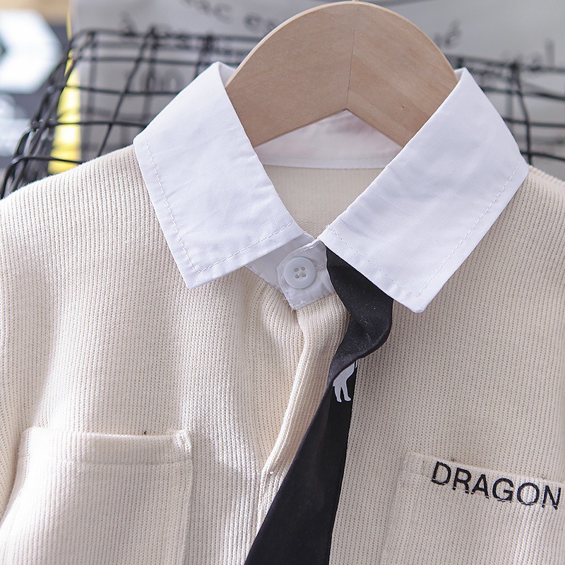 Setelan lengan panjang MOTIF DASI HIPU DRAGON baju anak lakilaki usia 6 bulan - 5 tahun