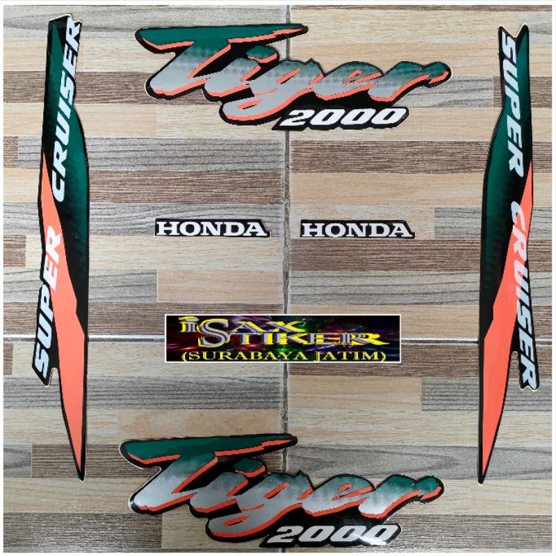 striping original Honda Tiger 2000 hitam Lis hijau pink