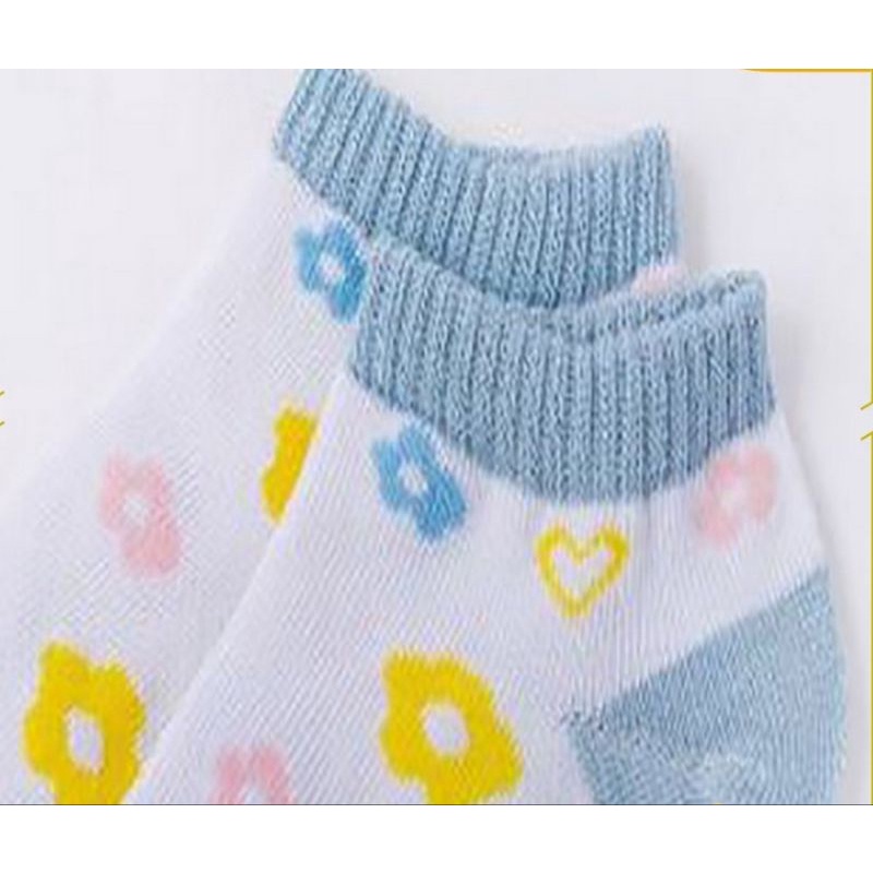 KAOS KAKI PENDEK MOTIF BUNGA BLUE / KAOS KAKI PENDEK IMPOR