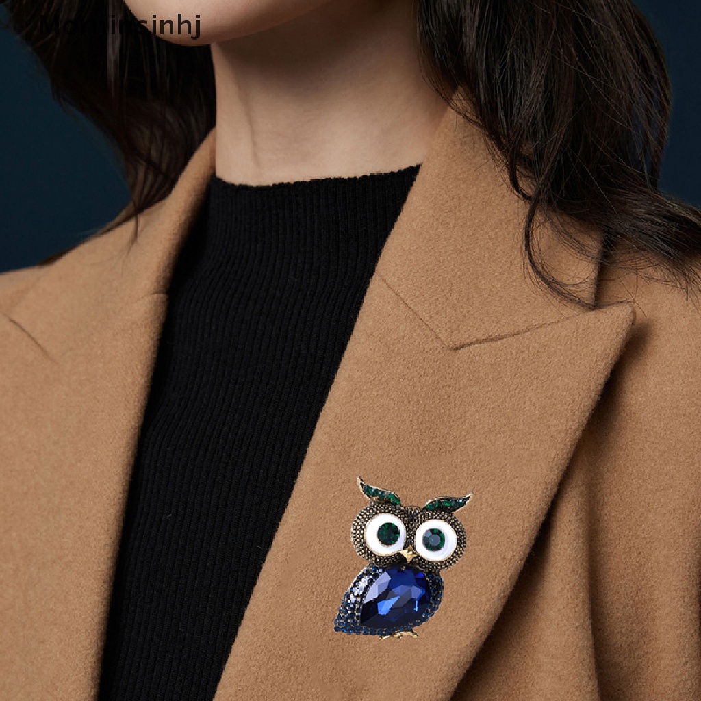 Mornin Kristal Mata Besar Owl Bros Untuk Wanita Klasik Burung Hantu Pesta Santai Bros Pin Hadiah Seri Hewan Bros id