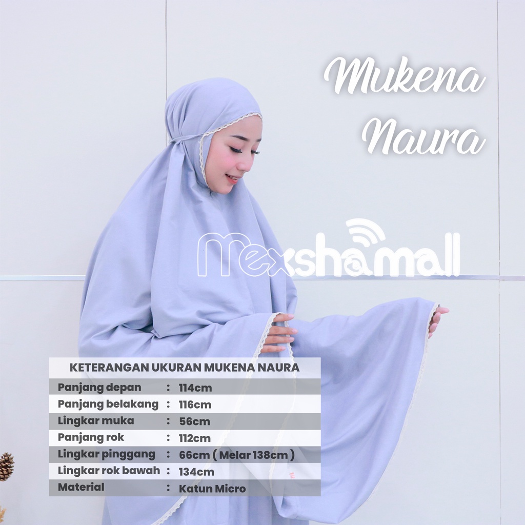 Mukena Dewasa Travelling 2 in 1 Naura Mukena Katun Polos Renda Premium By Shamira