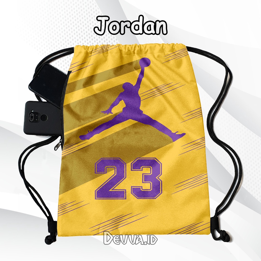 Tas Serut Anti Air String Bag Full Print Pria Dan Wanita Motif Jordan Tas Sekolah Tas Olahraga