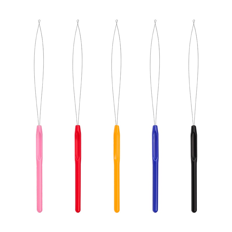 Mode Threader Ringan DIY Warna-Warni Pegangan Plastik Manik Threader Multifungsi Wig Crochet Tools