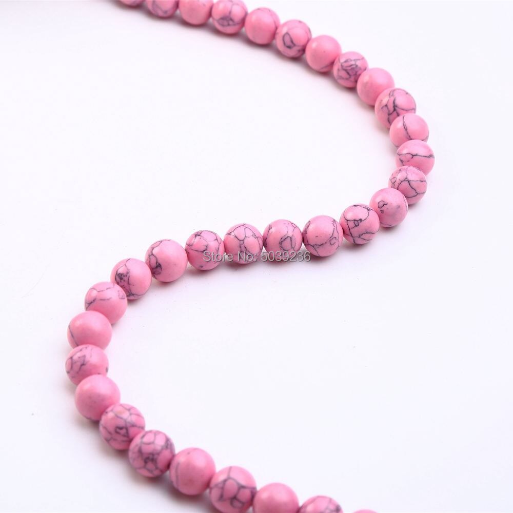 Butir Batu Manik-Manik Turquoise Bulat Pink