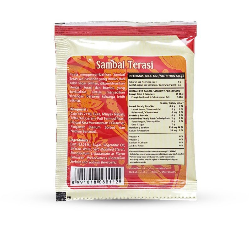 sambal terasi finna isi 10*18gr