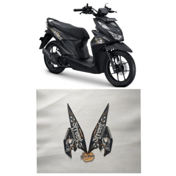 STIKER STRIPING LIS LIST BODY MOTOR BEAT STREET TAHUN 2021 WARNA FULL HITAM STANDAR