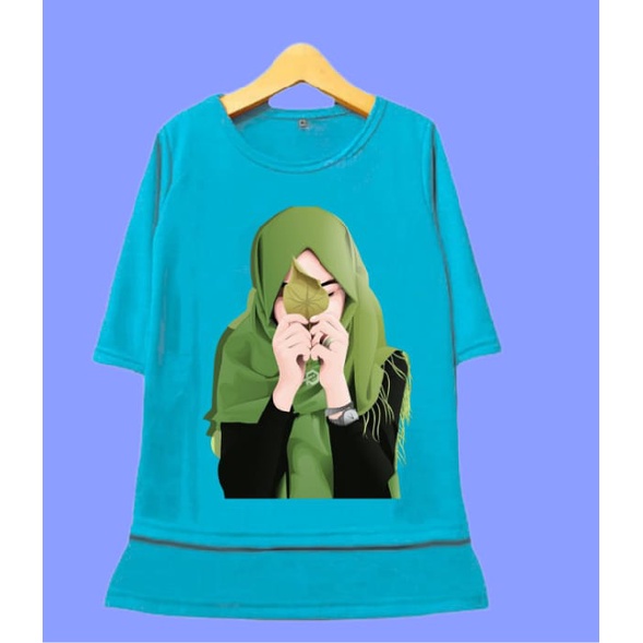 Hzl_outfit Tunik Kaos Anak Perempuan Hijab Daun Size/ S 4-6 tahun M 7-8 tahun L 9-11 tahun/Tunik Atasan Anak Perempuan