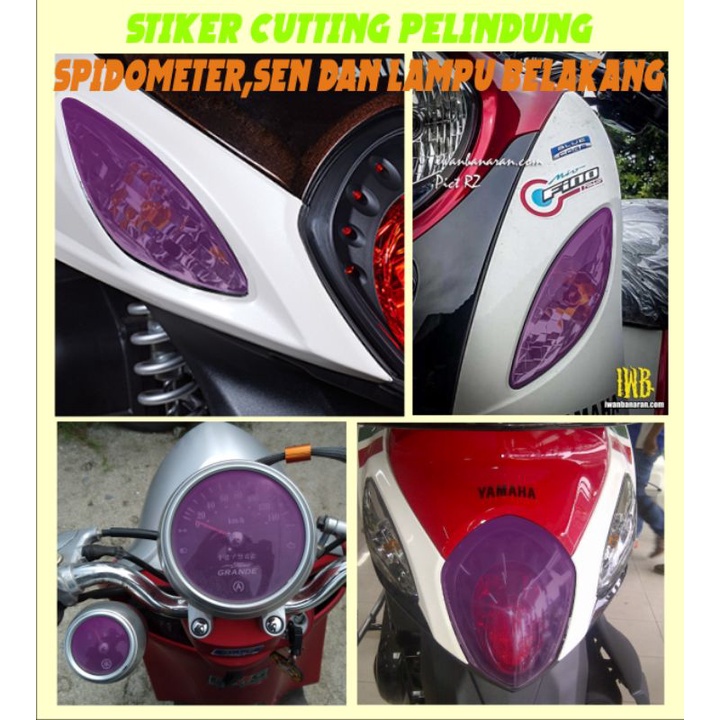 stiker variasi pelindung mika spidometer,sen dan lampu belakang motor fino