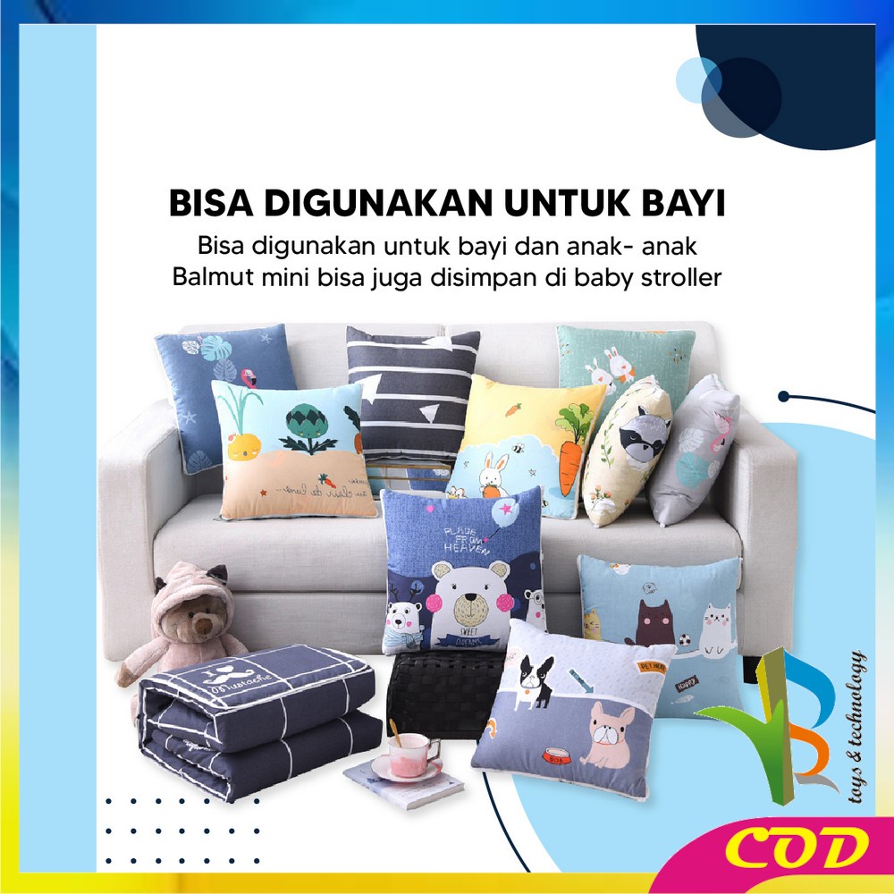 RB-C595 Balmut Bantal Selimut 2IN1 Bantal Tidur Set Motif Karakter Kartun / Bantal Travel Dewasa Anak Bisa Lipat Praktis Jadi Selimut