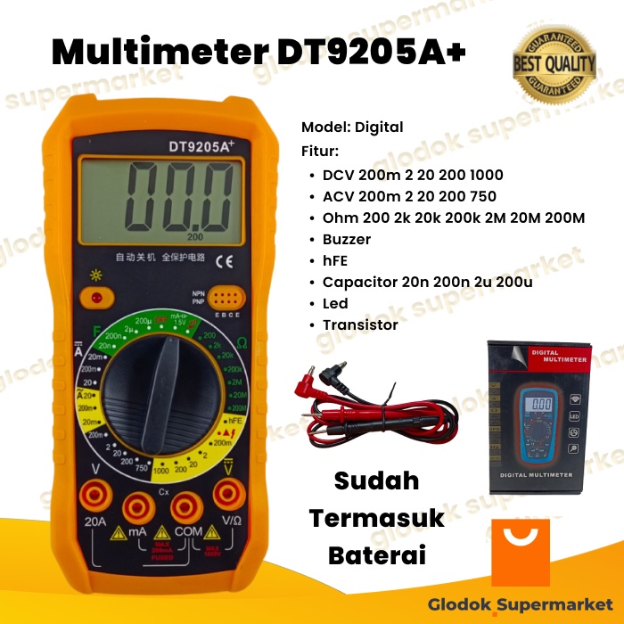 Multimeter Digital DT9205A+ Multitester DT-9205A+ Tester Besar