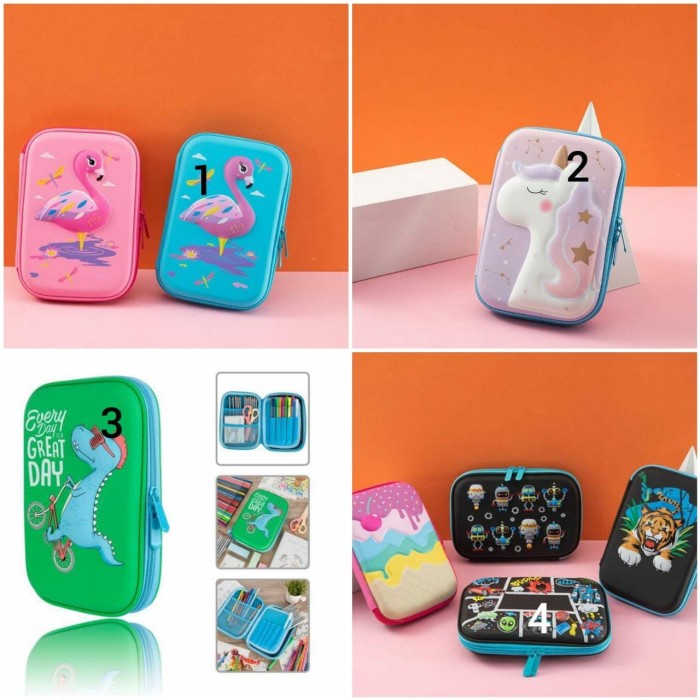 

BISA COD Hardcase Pencil case 3D Smiley kotak Pensil stationary anak 16 motif