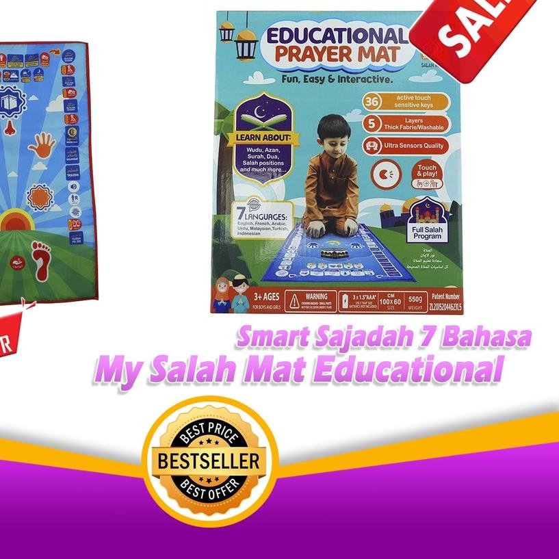 ♥ Smart Sajadah 7 Bahasa My Salah Mat Educational Prayer Mat Edukasi 0785 ♧