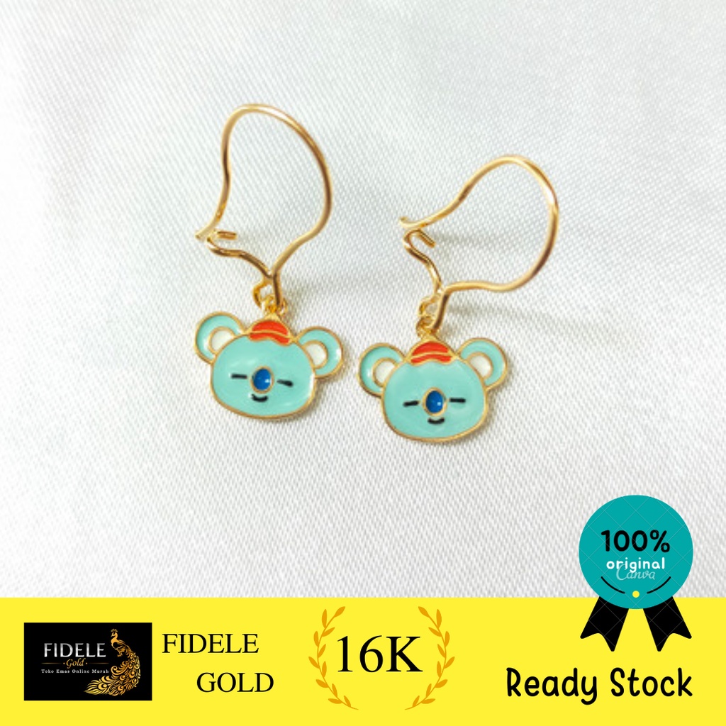 Anting BT21 UBS emas asli anting cat emas solid 700 anting kadar tua