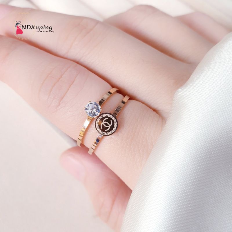 Cincin Titanium Dewasa 2 In 1 Cantik Dan Simple Fashion N01022305