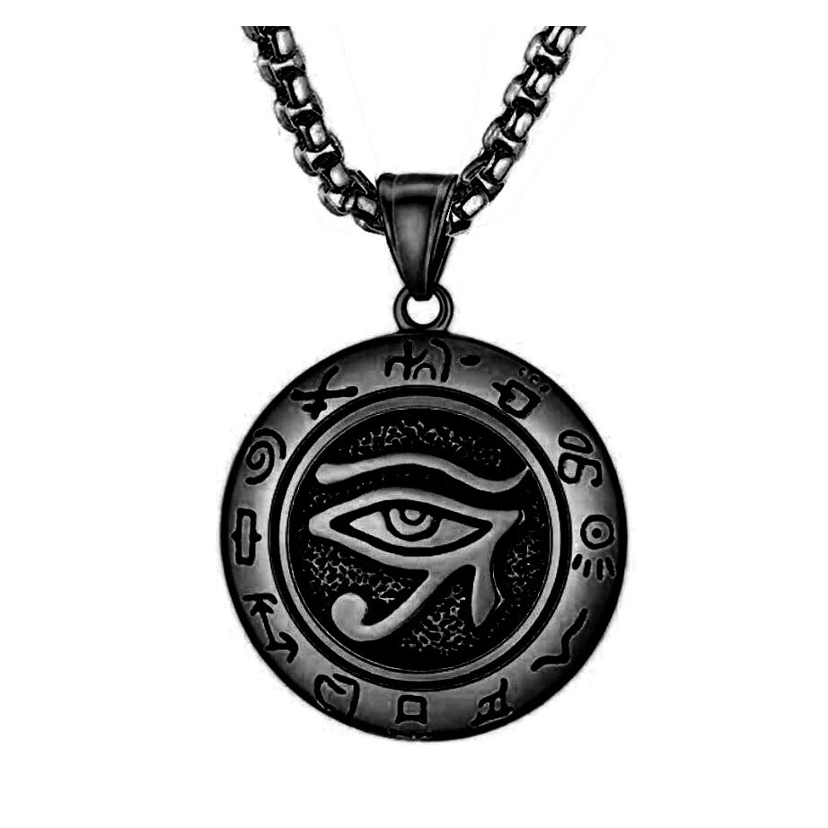 Kalung Rantai Dengan Liontin Mata Horus' S Eye | Kalung Bahan Stainless Steel | Kalung Rantai Klavikula Bahan Titanium Steel | Kalung Rantai Dengan Liontin Untuk Pria / Wanita