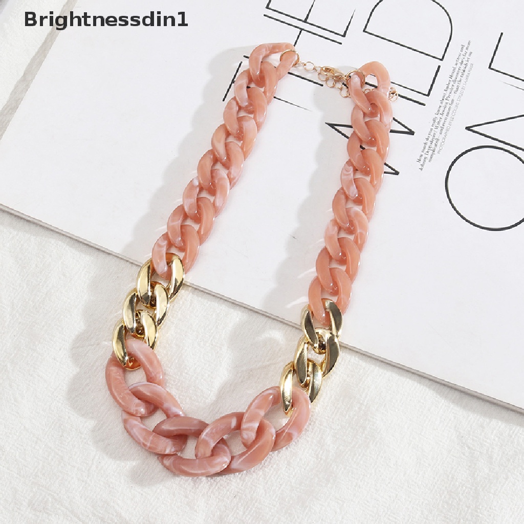 [Brightnessdin1] Fashion Perhiasan Kualitas Tinggi Resin Kalung Desain Populer Laris Pink Hijau Hitam Rantai Kalung Untuk Wanita Pesta Hadiah Butik