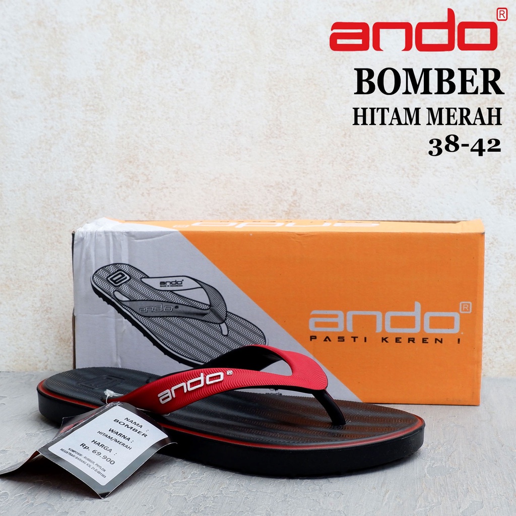 Sandal ANDO pria - BOMBER - size 38-42 - sandal jepit ando pria