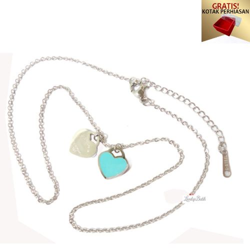 Kalung Titanium Anti Karat Kalung Wanita Liontin Valentin3 Love Panjang Import - Lovelybutik