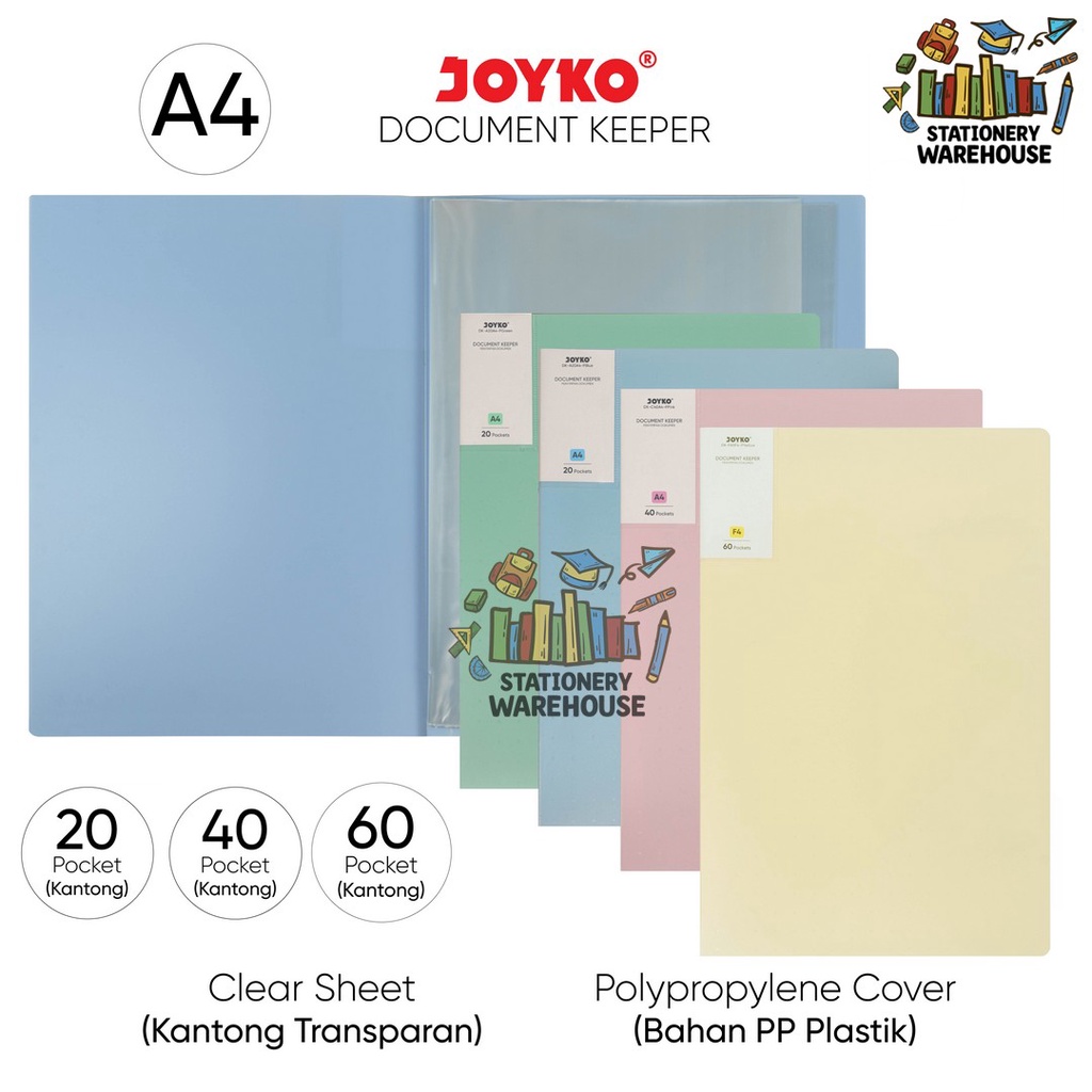 

Document Keeper Clear Holder A4 20 , 40 , 60 Lembar Map File Dokumen Folder Joyko DK Pastel