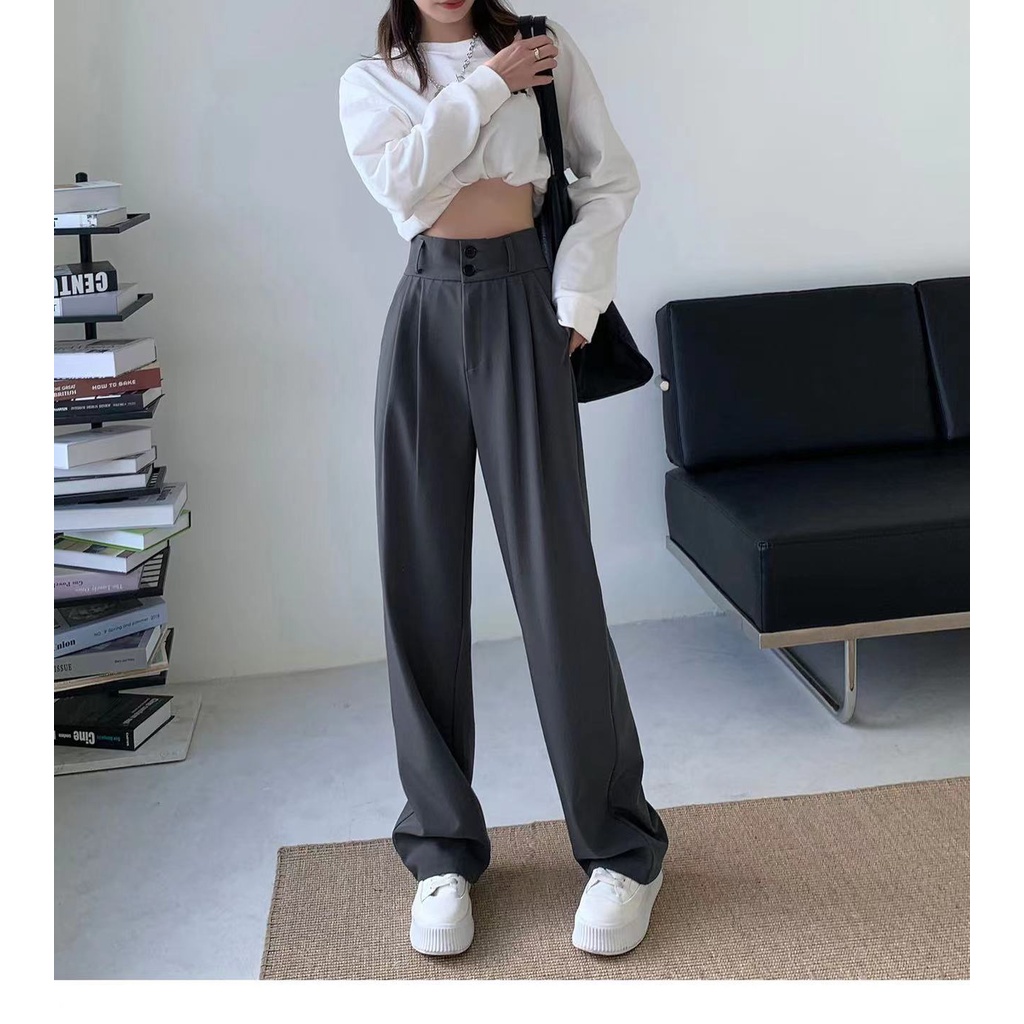 Loose Trousers Wanita Celana Anti Kusut - Celana Kulot Wanita - Celana Kantor Formal / Casual