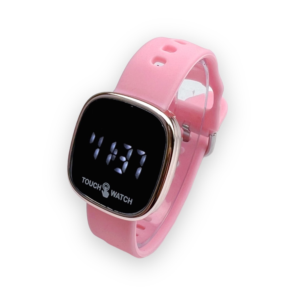 COD✅ Jam Tangan Digital Wanita Pria Watch LED Rubber Elektronik Touch Screen Harga Murah    S1201-S1269-Pink